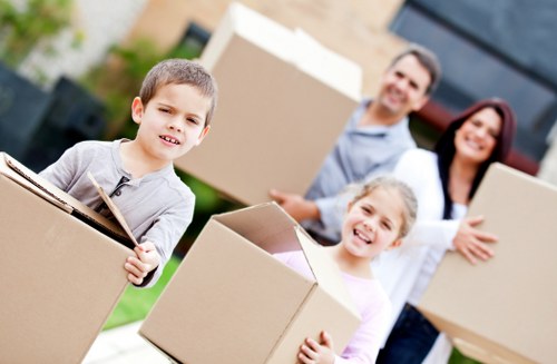 Packed boxes and moving supplies prepared for a local relocation