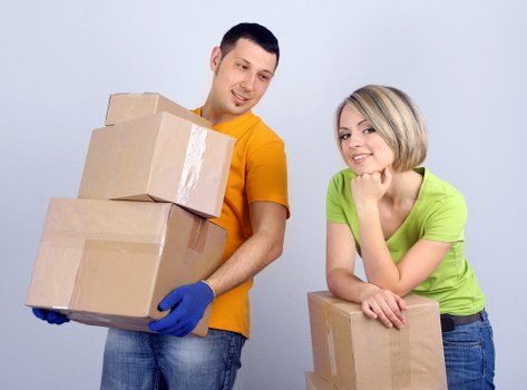 Local removals van loaded for a household move in Germany