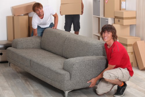 Packed boxes and furniture ready for a local move in Germany