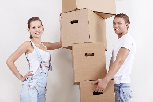 Office relocation in Germany with desks and equipment being moved